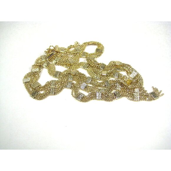 Y Shaped Necklace Goldtone Chain 28 inch Vintage Tassel Modern Sleek Segmented - Picture 6 of 12